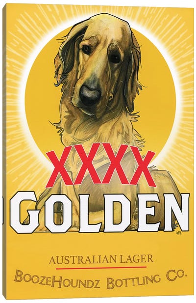 XXXX Golden Australian Lager Canvas Art Print - Canine Caricatures