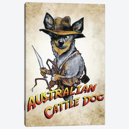 Australian Cattle Dog Jones Canvas Print #CCA36} by Canine Caricatures Canvas Wall Art