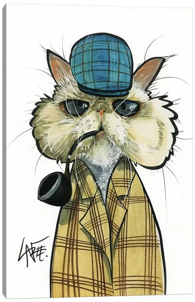 Cat Detective Canvas Art Print - Canine Caricatures