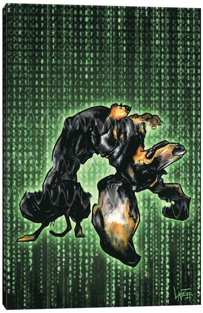 Dachshund Matrix Canvas Art Print - Canine Caricatures
