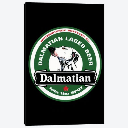 Dalmatian Lager Beer Canvas Print #CCA41} by Canine Caricatures Canvas Artwork