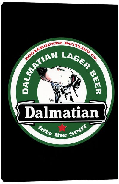 Dalmatian Lager Beer Canvas Art Print - Canine Caricatures