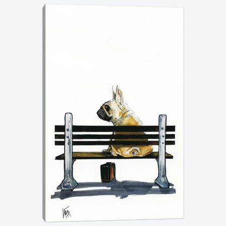 Frenchie Gump Canvas Print #CCA42} by Canine Caricatures Canvas Artwork