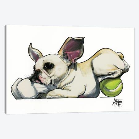 Frenchie Toy Hoarder Canvas Print #CCA43} by Canine Caricatures Canvas Wall Art