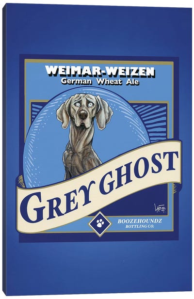 Grey Ghost Weimar-Weizen Canvas Art Print - Canine Caricatures