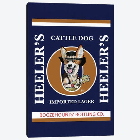 Heelers Cattles Dog Imported Lager Canvas Print #CCA45} by Canine Caricatures Canvas Print