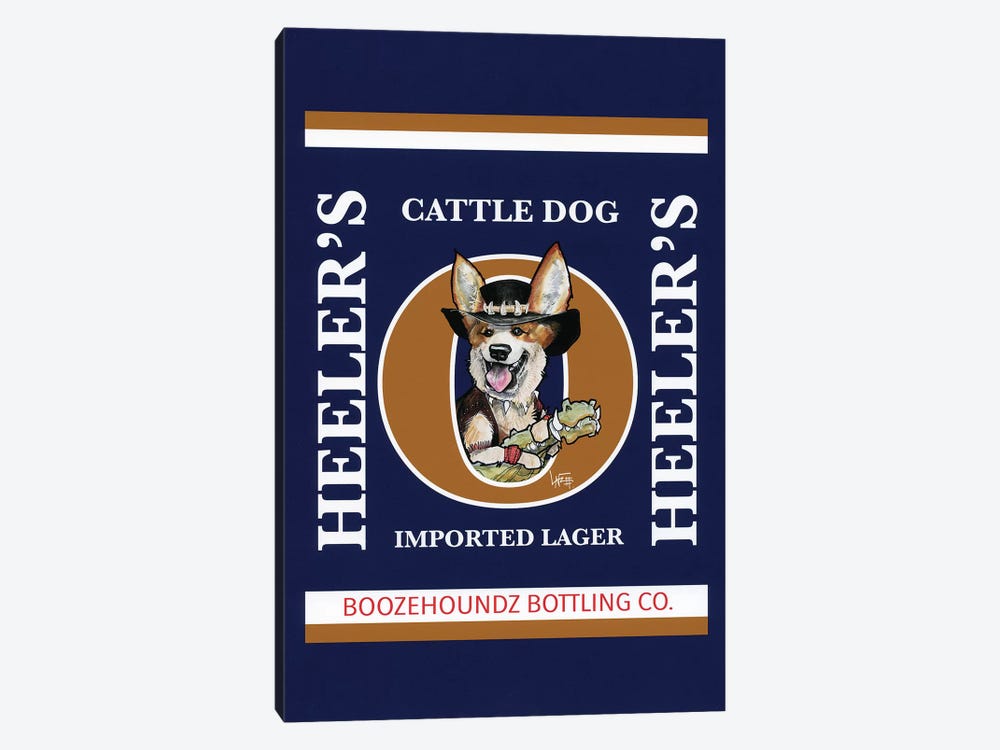 Heelers Cattles Dog Imported Lager by Canine Caricatures 1-piece Canvas Art Print