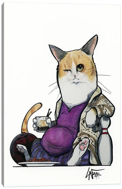 Lebowski Cat Canvas Art Print - Canine Caricatures