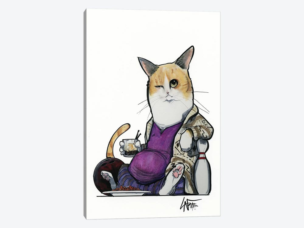 Lebowski Cat by Canine Caricatures 1-piece Canvas Art Print