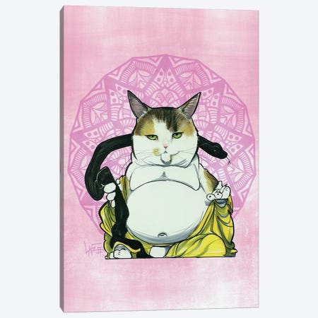 Meditating Buddha Cat Canvas Print #CCA49} by Canine Caricatures Canvas Artwork