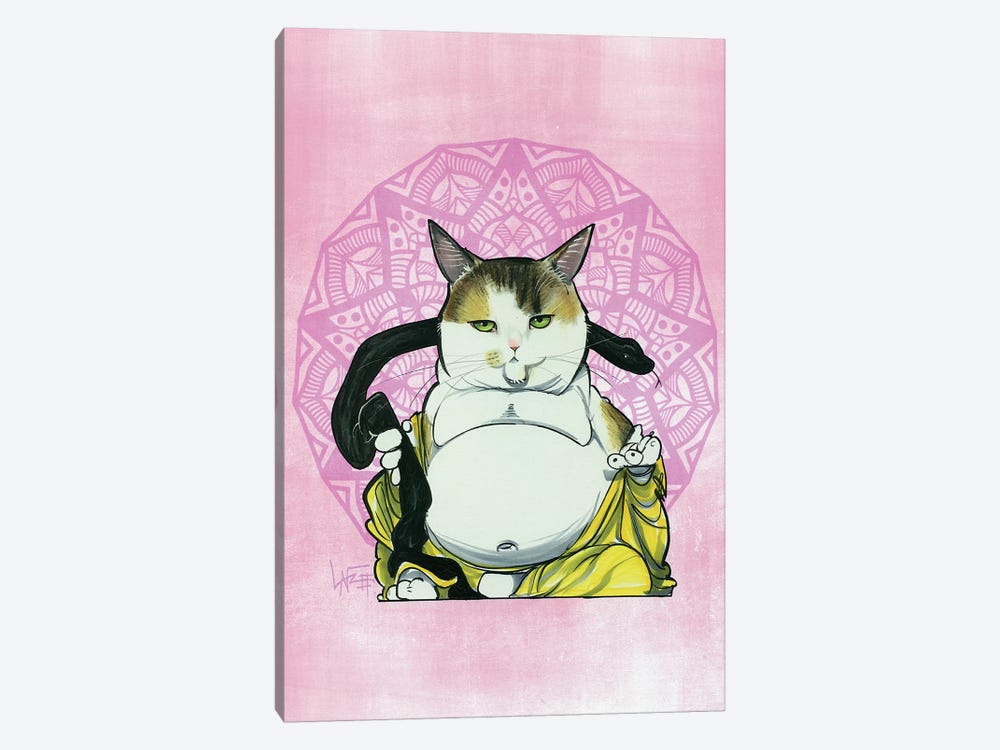 Meditating Buddha Cat by Canine Caricatures 1-piece Canvas Art Print