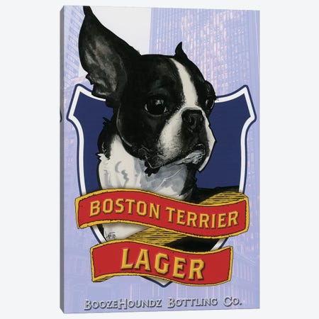 Boston Terrier Lager Canvas Print #CCA4} by Canine Caricatures Canvas Art