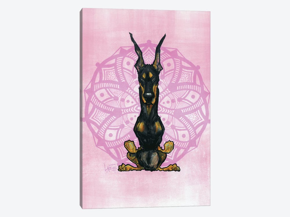 Meditating Doberman by Canine Caricatures 1-piece Canvas Wall Art