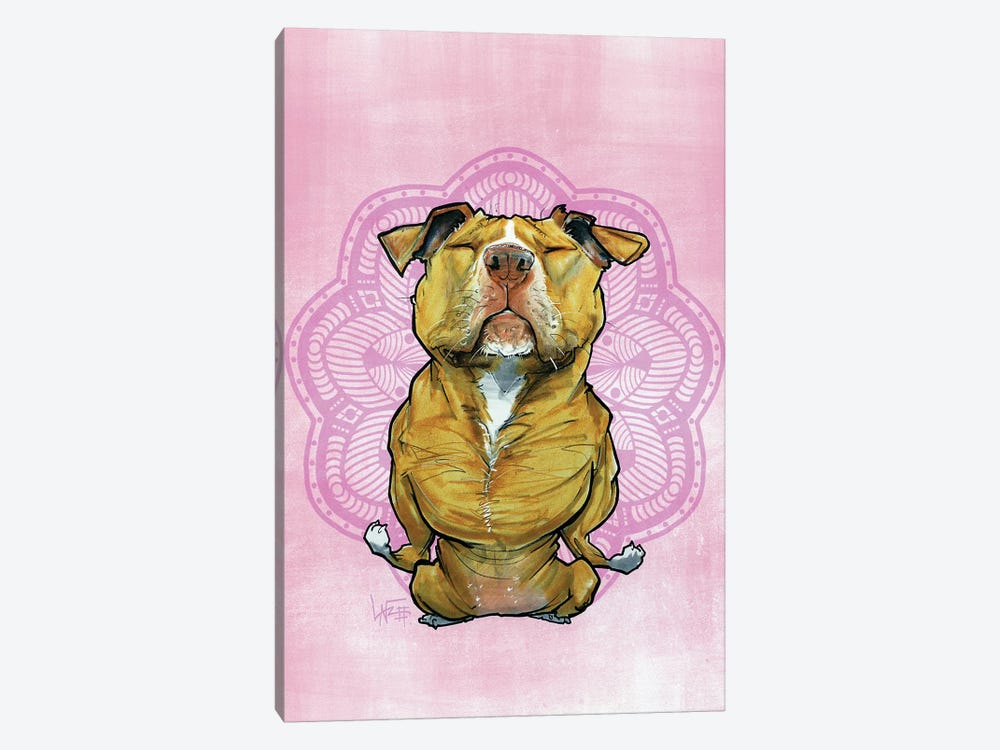 Meditating Pit Bull by Canine Caricatures 1-piece Canvas Print