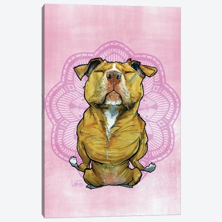 Meditating Pit Bull Canvas Print #CCA52} by Canine Caricatures Art Print