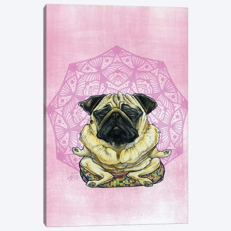 Meditating Pug Canvas Print #CCA53} by Canine Caricatures Canvas Print
