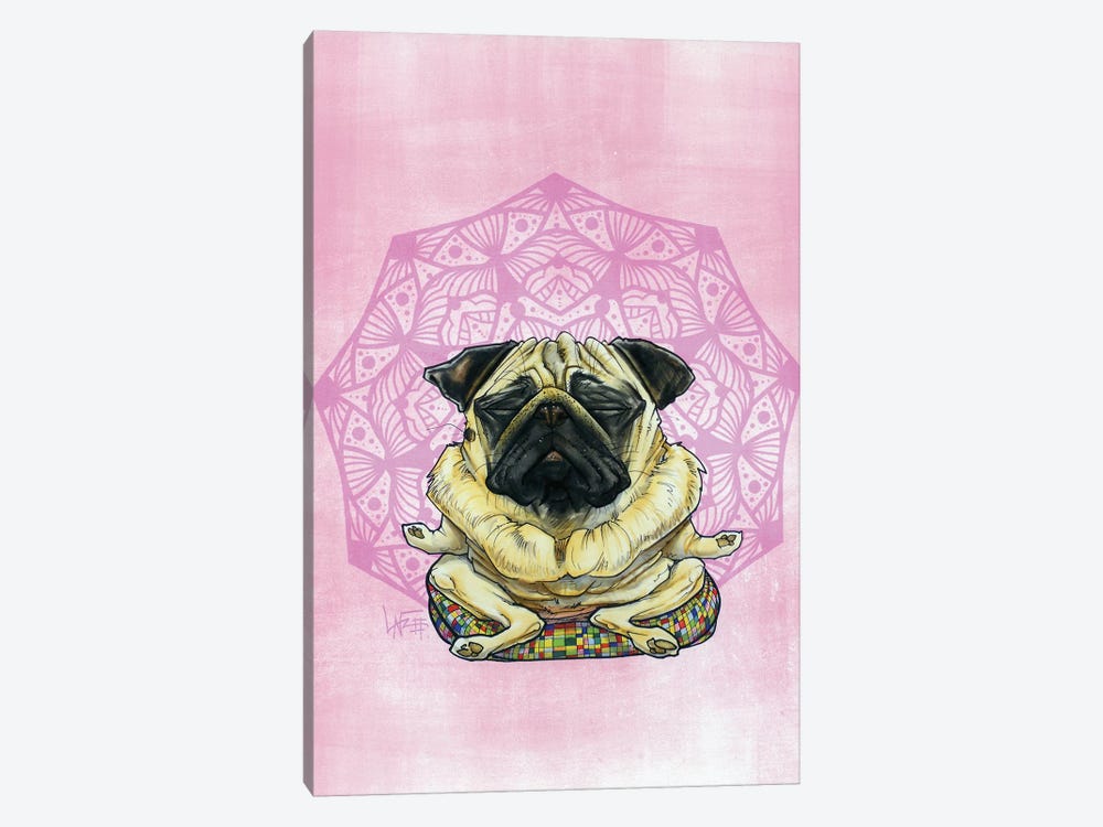 Meditating Pug by Canine Caricatures 1-piece Canvas Art