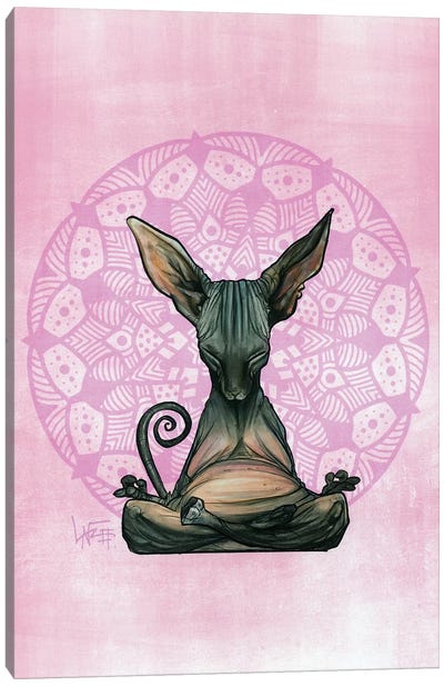 Meditating Sphynx Canvas Art Print - Hairless Cat Art