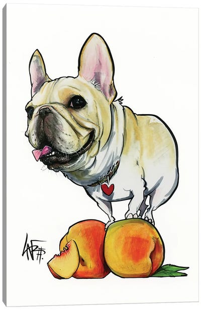Peaches The Frenchie Canvas Art Print - Canine Caricatures