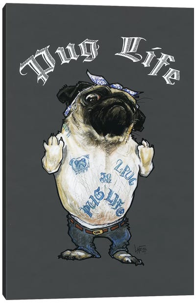 Pug Life Canvas Art Print - Canine Caricatures
