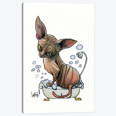 Sphynx Bubble Bath Canvas Print #CCA60} by Canine Caricatures Canvas Art