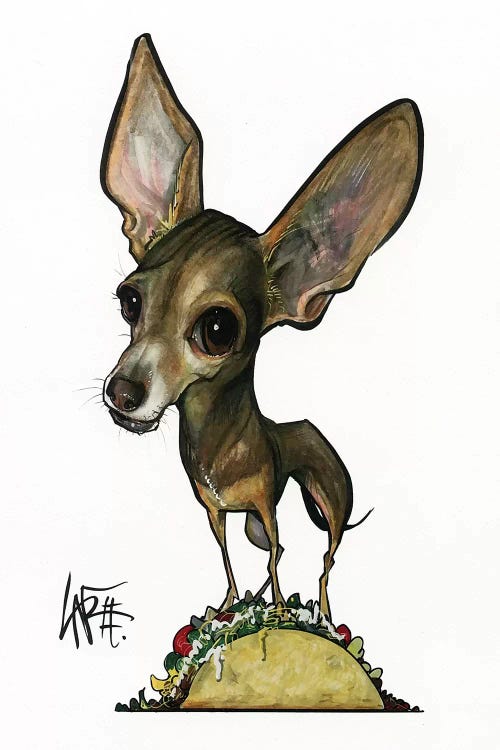Taco The Chihuahua by Canine Caricatures wall art