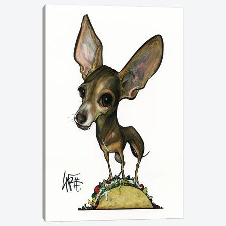 Taco The Chihuahua Canvas Print #CCA61} by Canine Caricatures Canvas Artwork