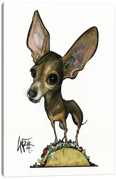 Taco The Chihuahua Canvas Art Print - Canine Caricatures