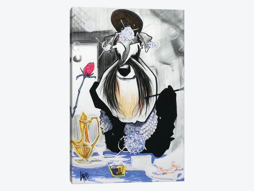 Breakfast at Tiffany’s Schnauzer by Canine Caricatures 1-piece Art Print