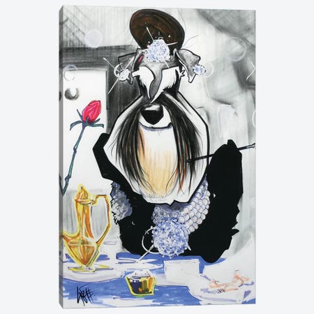 Breakfast at Tiffany’s Schnauzer Canvas Print #CCA7} by Canine Caricatures Canvas Art