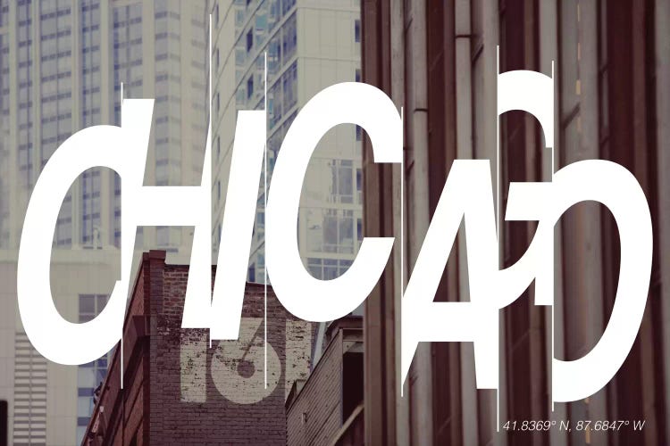 Chicago (41.8° N, 87.6° W) by 5by5collective wall art