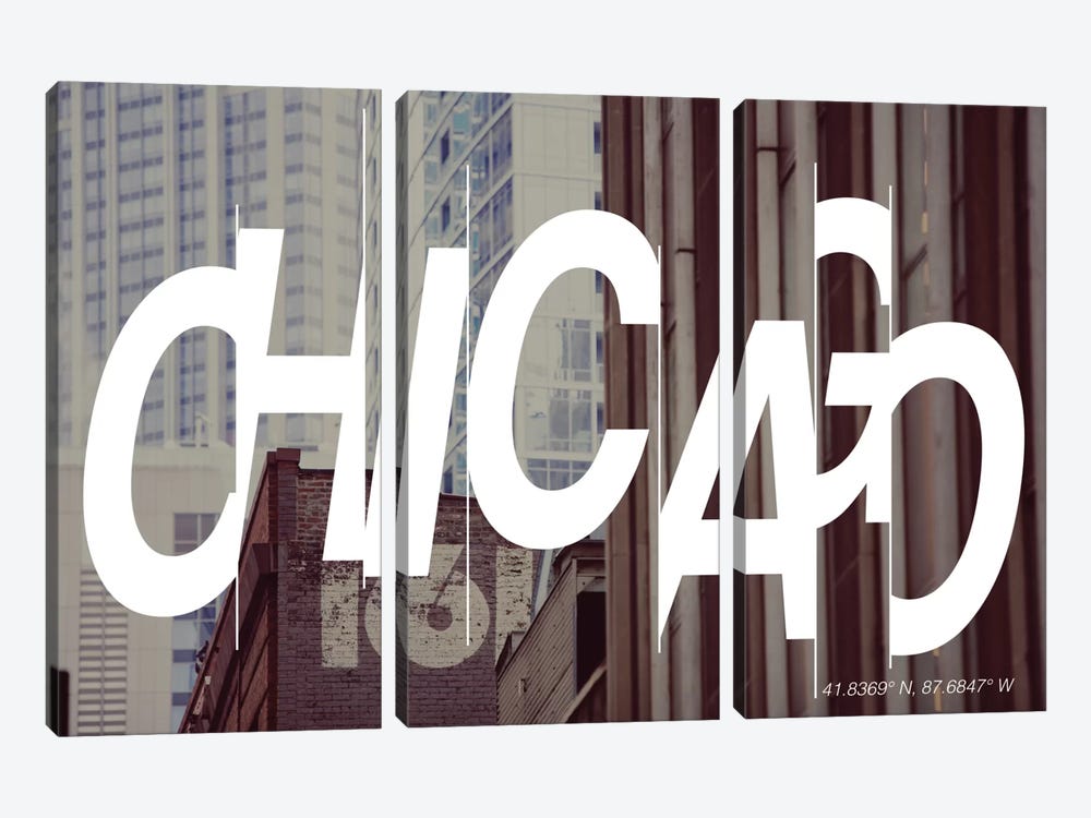 Chicago (41.8° N, 87.6° W) by 5by5collective 3-piece Canvas Print