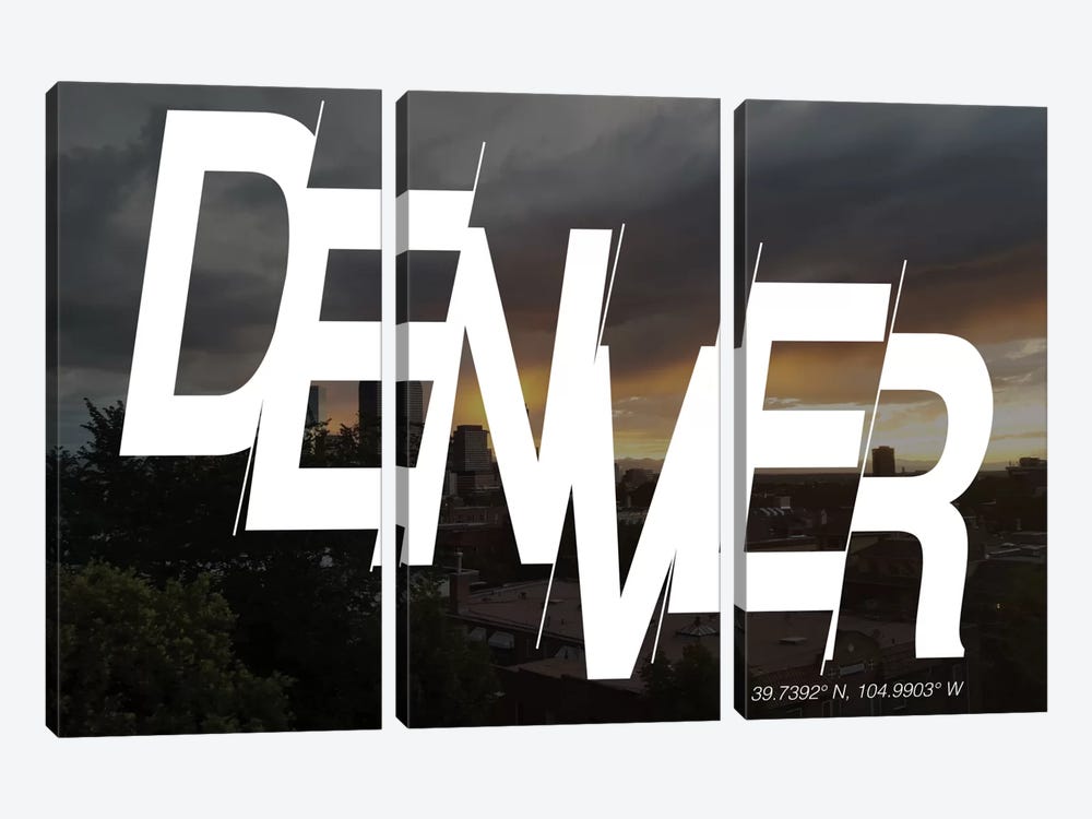 Denver (39.7° N, 104.9° W) by 5by5collective 3-piece Canvas Artwork