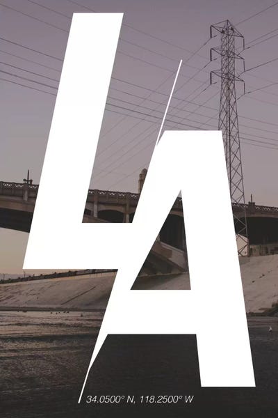 Los Angeles (34° N, 118.2° W) by 5by5collective art print