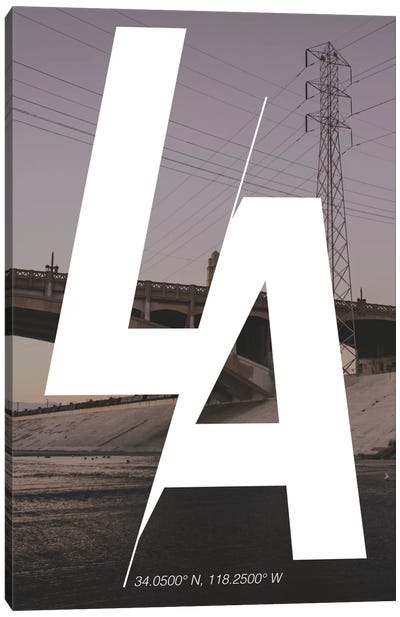 Los Angeles (34° N, 118.2° W) Canvas Art Print - Coordinated City Blocks