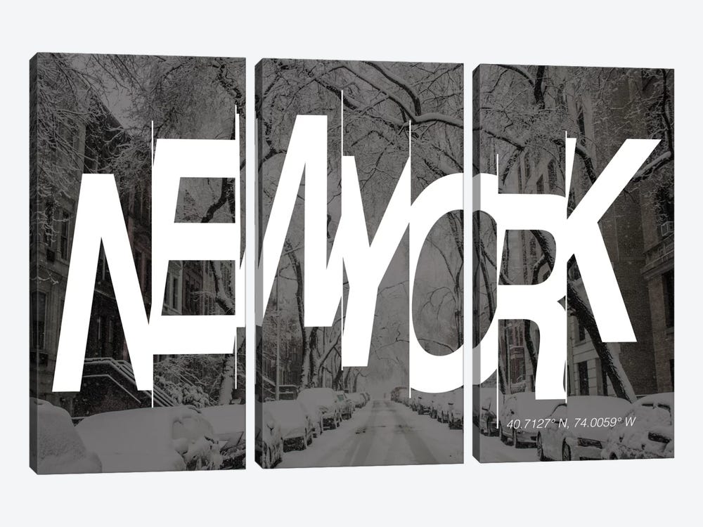 New York (40.7° N, 74° W) by 5by5collective 3-piece Canvas Wall Art