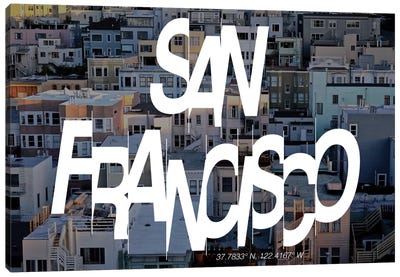 San Francisco (37.7° N, 122.4° W) Canvas Art Print - Coordinated City Blocks