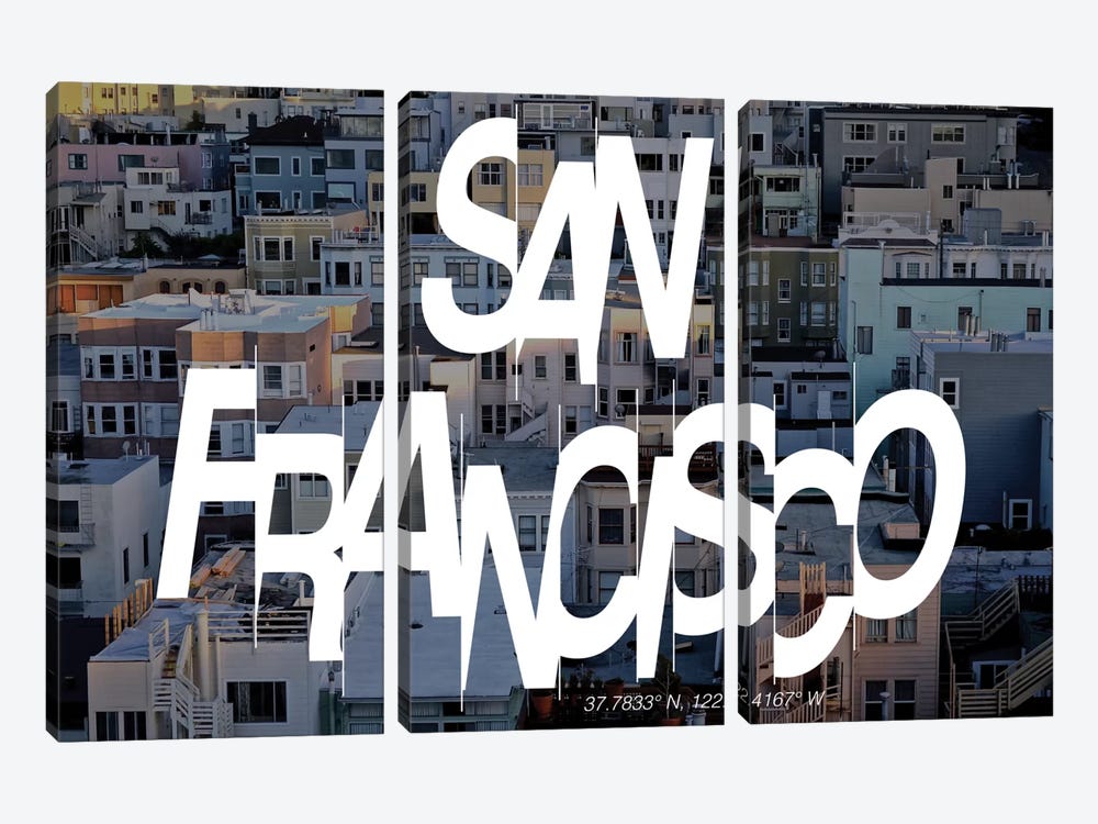 San Francisco (37.7° N, 122.4° W) by 5by5collective 3-piece Canvas Artwork