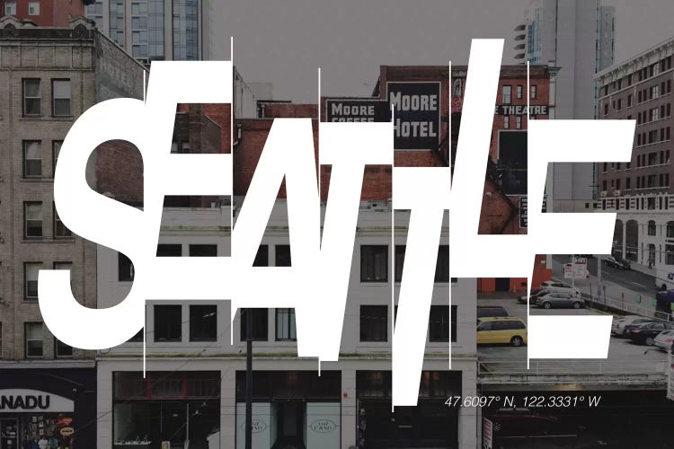 Seattle (47.6° N, 122.3° W) by 5by5collective wall art