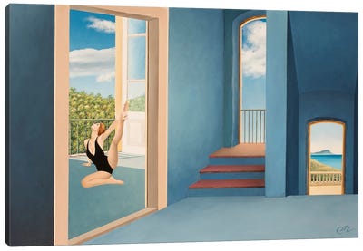 In The Blue House Canvas Art Print - Vicarious Glimpses