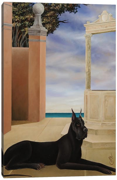 The Great Dane At The Well Canvas Art Print - Cecco Mariniello