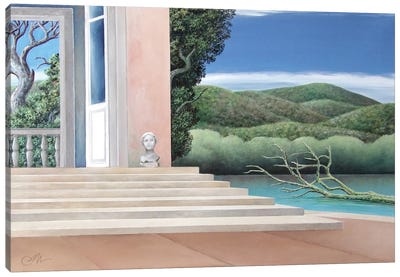 The House, The Pond, And The Bush Canvas Art Print - Cecco Mariniello