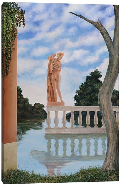 Aphrodite And The Catfish Canvas Art Print - Modern Muses & Statues