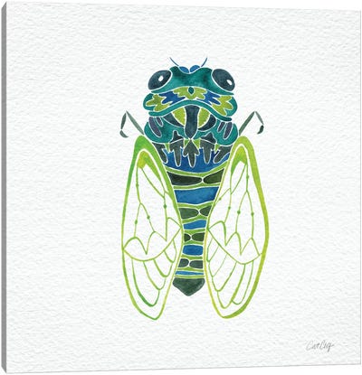 Cicada Blue Canvas Art Print - Wings Art