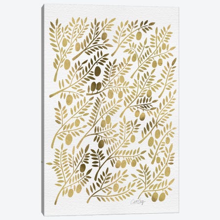 Gold Olive Branches Canvas Print #CCE112} by Cat Coquillette Canvas Print
