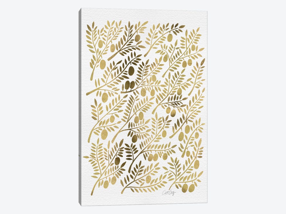 Gold Olive Branches by Cat Coquillette 1-piece Canvas Artwork