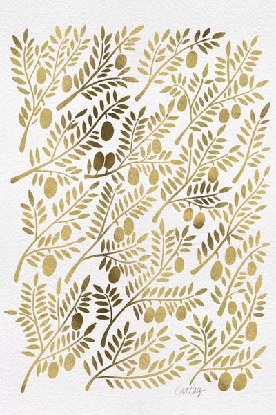 Floral & Botanical Patterns: Gold Olive Branches by Cat Coquillette