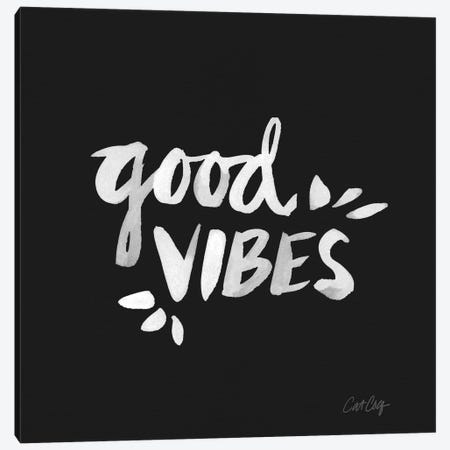 Good Vibes - White Canvas Print #CCE121} by Cat Coquillette Canvas Artwork