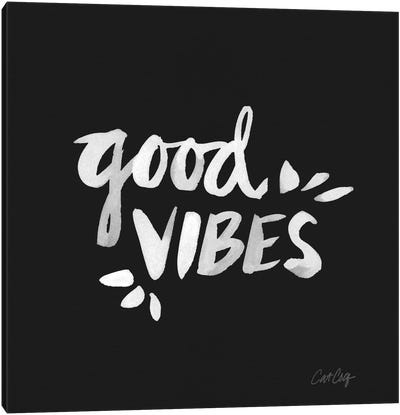 Good Vibes - White Canvas Art Print - Cat Coquillette