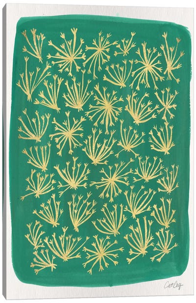 Green Queen Anne Lace Canvas Art Print - Glitzy Gold